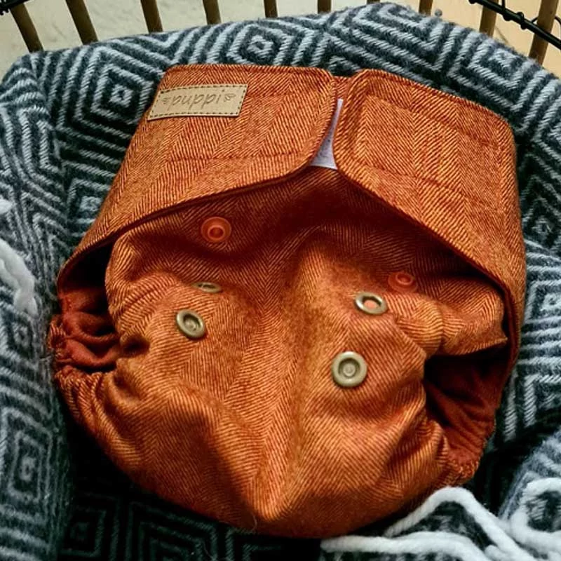 Puppi mosható pelenka külső - tépőzáras- merinói gyapjú - Rusty Fox